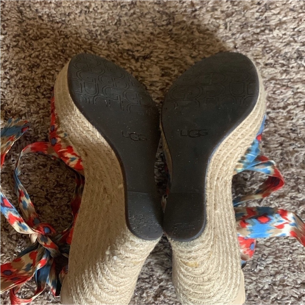 UGG Lucianna Santorini silk Ikat print wrap espadrilles sandals Size 7.5 - Picture 9 of 13